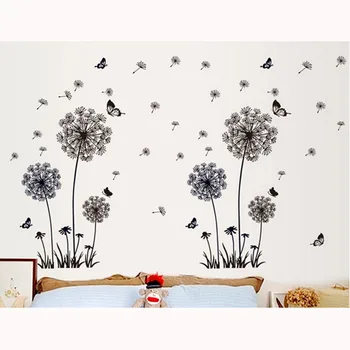 

Fashion Dandelion Butterfly Wall Stickers Removable Vinyl Decal Fly Wall Sticker Art Mural Home Room Wall Windows Decoration