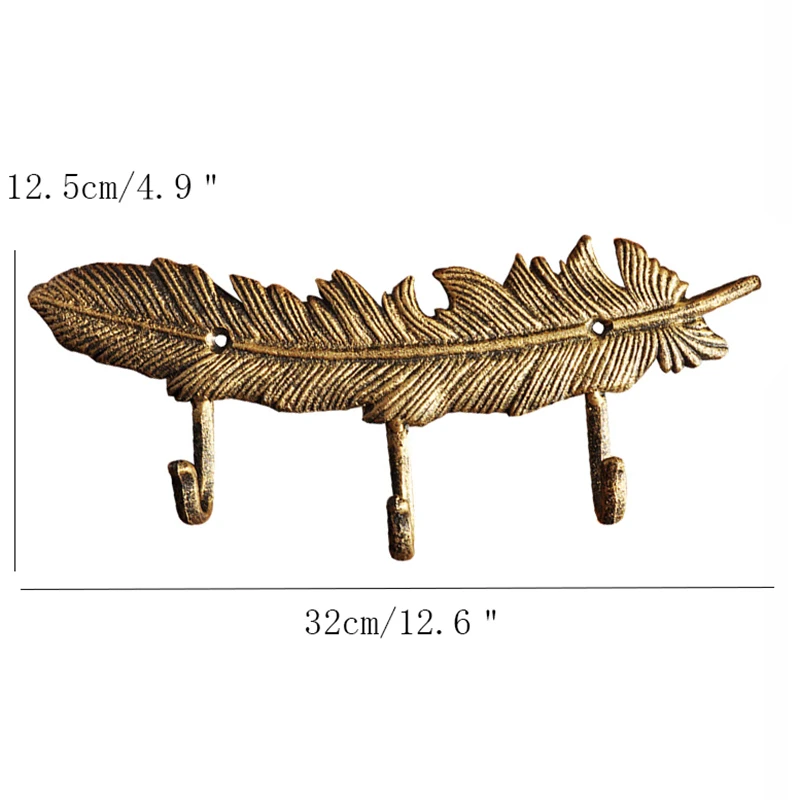 GVCD креативный чугунный Европейский ретро кованый крючок для ключей, вешалка в форме пера, креативный крючок для пальто, дверные крючки, металлические изделия