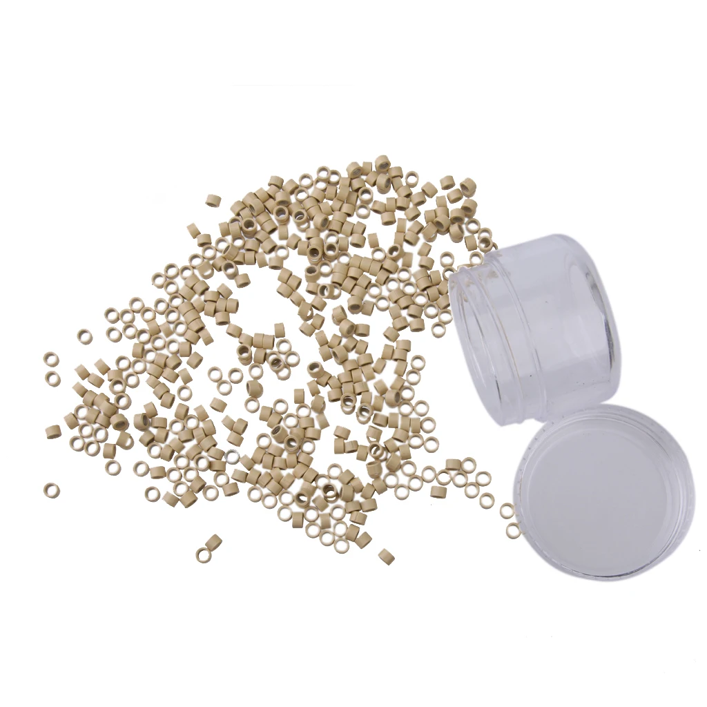 Hot Selling 500Pcs 5mm  Aluminum Micro Nano Rings Beads for Hair Extensions Beige High Quanlity tightly after pinched 