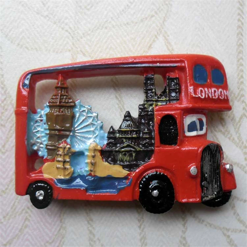 

Lychee British London Bus Refrigerator Magnetic Sticker Famous Landscape Fridge Magnet Souvenir Modern Home Kitchen Decoration