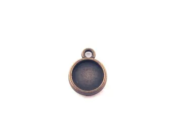 

10 8mm double sided round pendant trays, brass plated B98