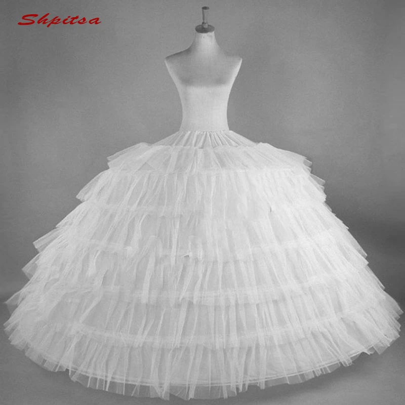 

White 6 Hoops Petticoat Fluffy Underskirt for Wedding Dress Ball Gown Tulle Crinoline Woman Hoop Skirt Pettycoat