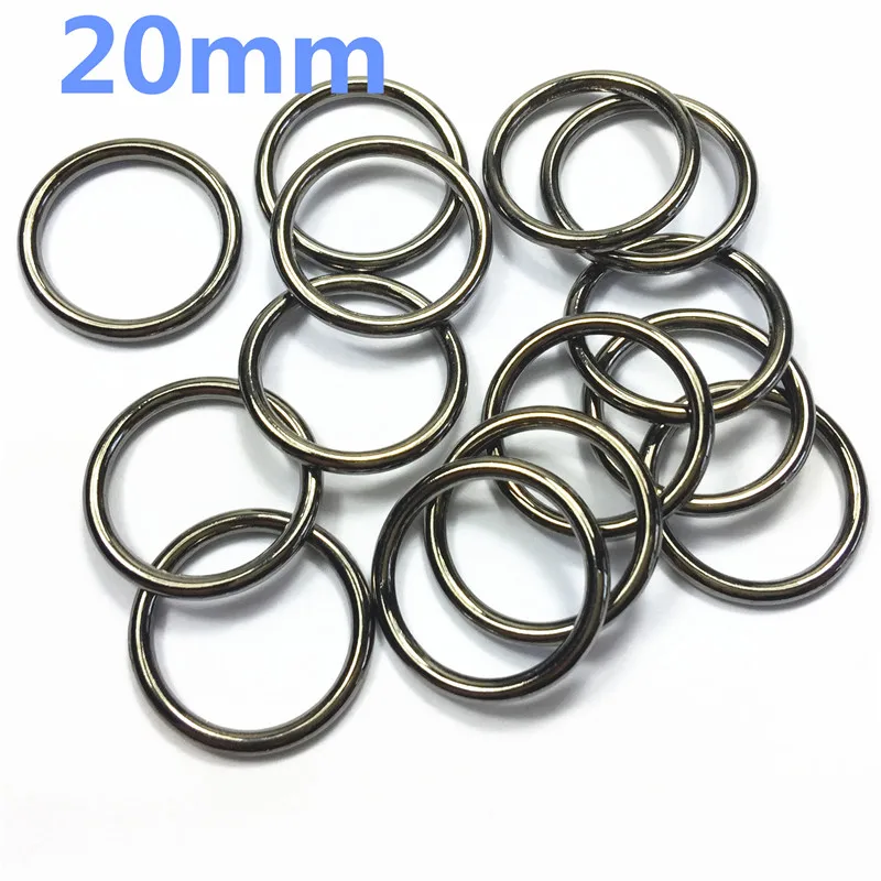 8-  20mm gunblack Metal O Ring for ribbon Dee Webbing Belt Buckle Bag Non Welded