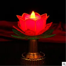 Lótus Vela Eletrônica Budista Lotus Folhas Douradas 11 Cm de Altura Centro De Mesa Decorações De Natal para Casa Decorativo