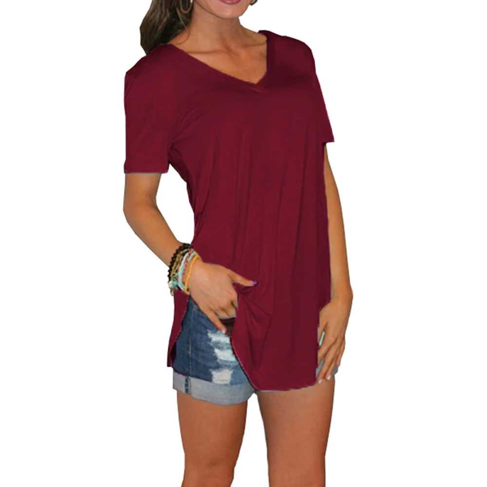2018 женская летняя футболка с v-образным вырезом и коротким рукавом, свободные сексуальные футболки Camiseta feminina, женские топы большого размера