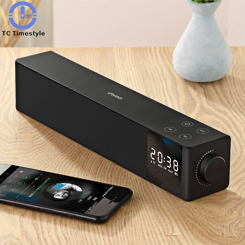 

Audio Black Technology Fashion Smart Desktop Touch Alarm Clock Bluetooth Stereo Simple Modern Desktop Set Alarm Clock