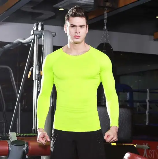 hot sale ! Yoga shirts 2017 long sleeved men's sports bodysuit Spring