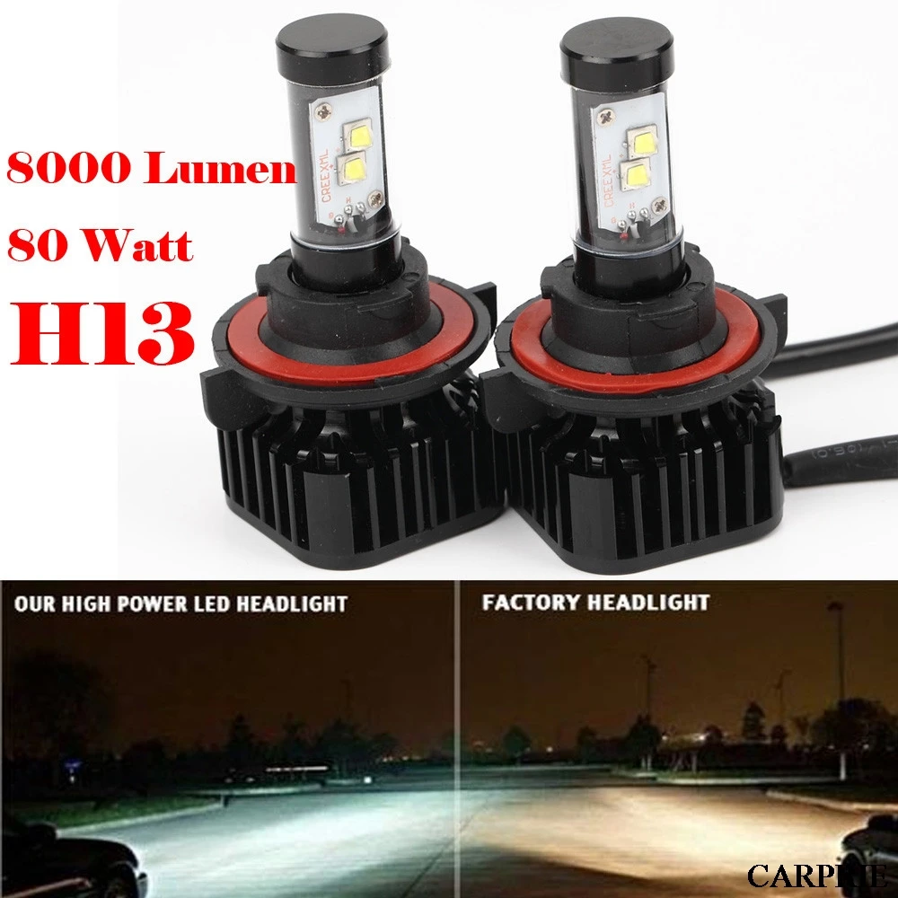 

CARPRIE H13 80W 8000LM LED Headlight Kit High/Low Beam Bulbs White 6000K High Power