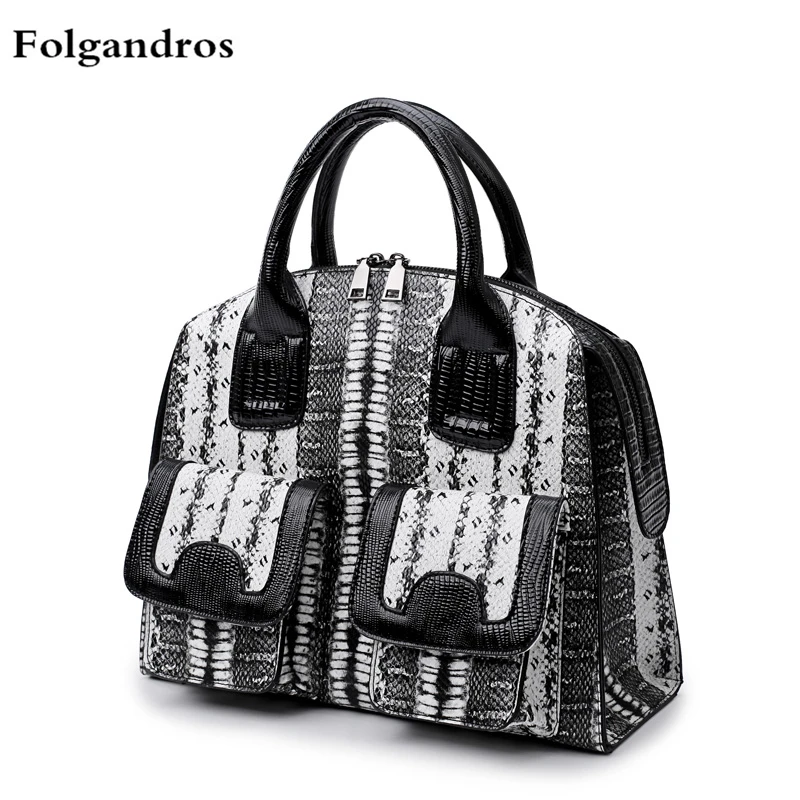 

2018 INS Hot Sale Snake Pattern Handbag Women Leather Bag Female Shouleder Bags Luxury Brand Designer Women Tote Bags Serpentine