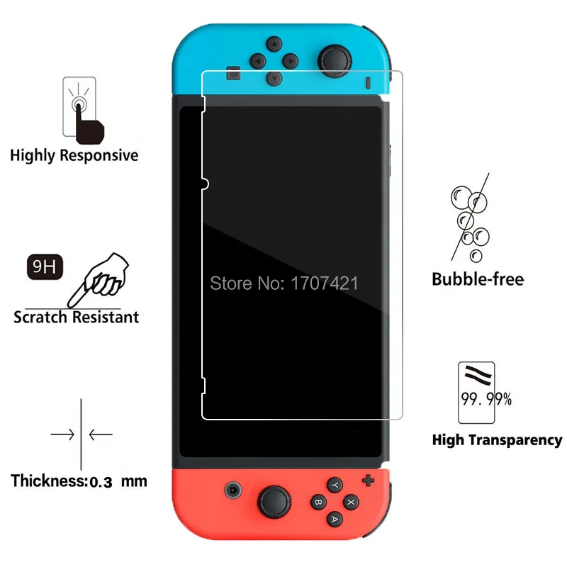 5 Sets for Nintend Switch 9H 2.5D Premium Tempered Glass Screen Protector Film Protective Game Accessories