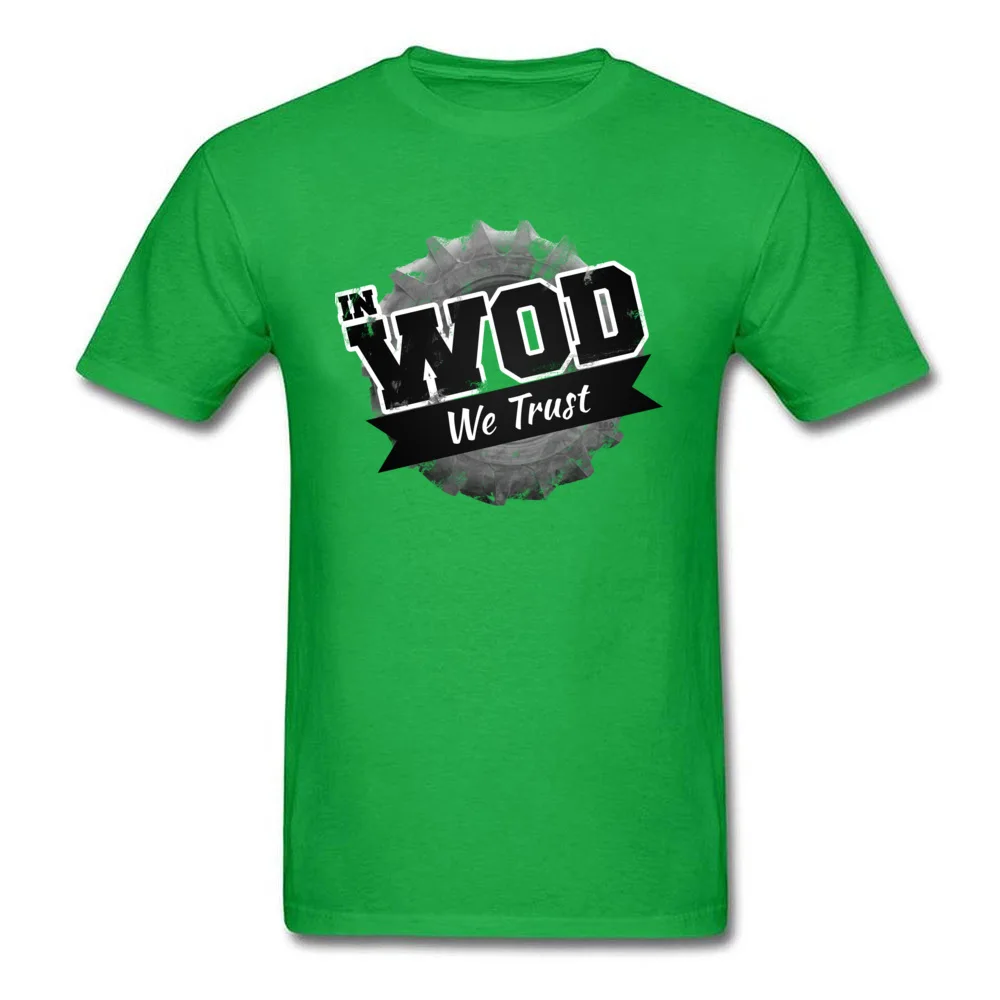 In WOD we Trust T Shirt Short Sleeve Print 2018 New Men Labor Day Tees Print Tops Shirts Crewneck 100% Cotton Wholesale In WOD we Trust green