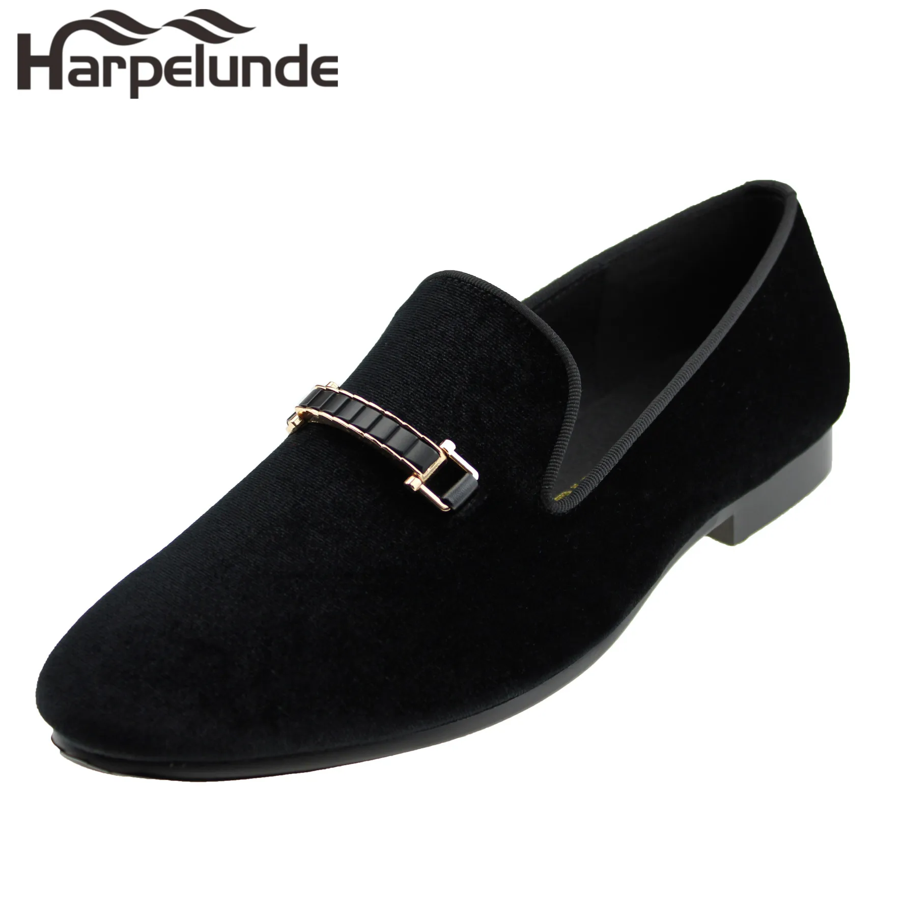 black loafers with gold buckle men's