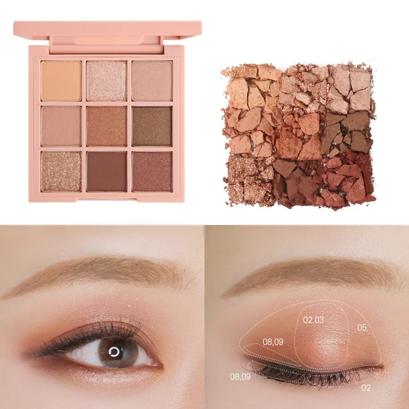 1 шт Профессиональный 9 Цвета макияж палитра блеск теней Matte Lasting тени порошок