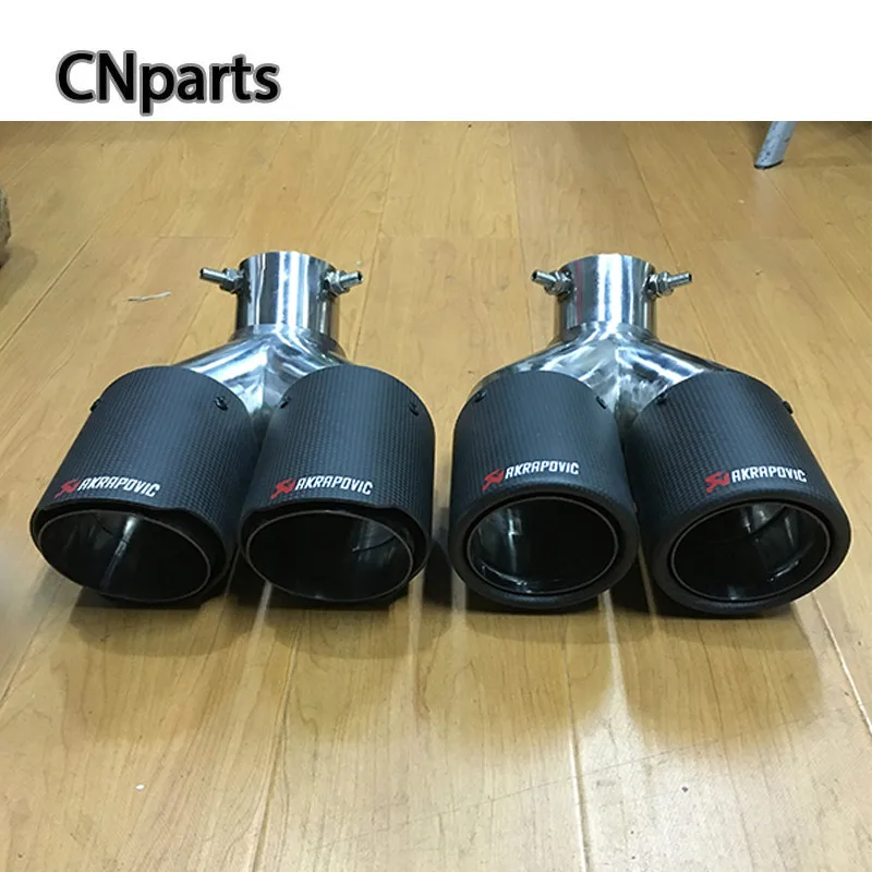 

Twin Curved Tailpipe Akrapovic Tips Carbon Fiber Car Exhaust Tail Pipe For Ford Toyota Renault Chevrolet Peugeot Accessories