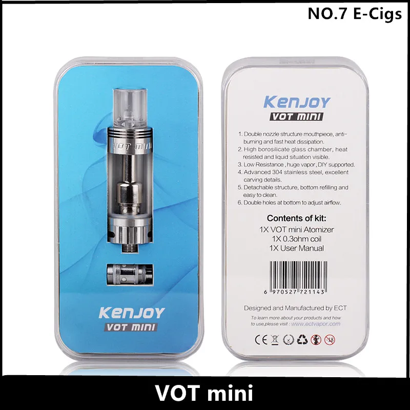 ECT Kenjoy Vot mini Vaporizer 0.5ohm 0.3ohm 304 Stainless Steel Pyrex Glass 2.5ml Atomizer E cigarette for 30w 50W Box mod | Электроника