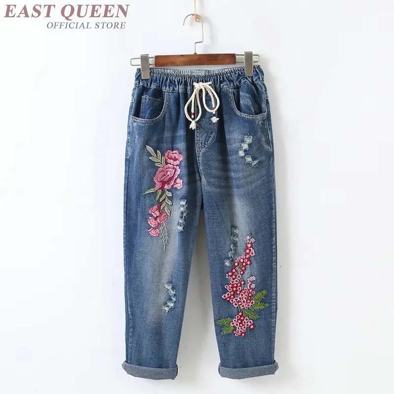 Japanese style Mom jeans embroidered denim pants trousers boyfriend jeans for women ladies jeans female 2018 new AA4112