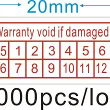Прямая с фабрики 1000 шт./партия, универсальная гарантия, этикетка для герметизации, если повреждена, с годами и месяцами, 2x1 см
