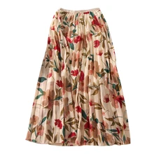 Boho шифоновые плиссированные юбки женские, макси летний Флористический с высокой талией длинная юбка пачка элегантные женские юбки Spodnica Plisowana