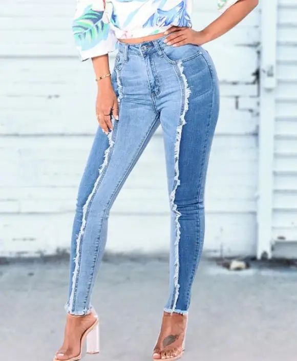 Для женщин повседневные джинсы в стиле пэчворк, на пуговицах, застежка на молнии, прямая Царапины отбеленные узкие брюки женские джинсы
