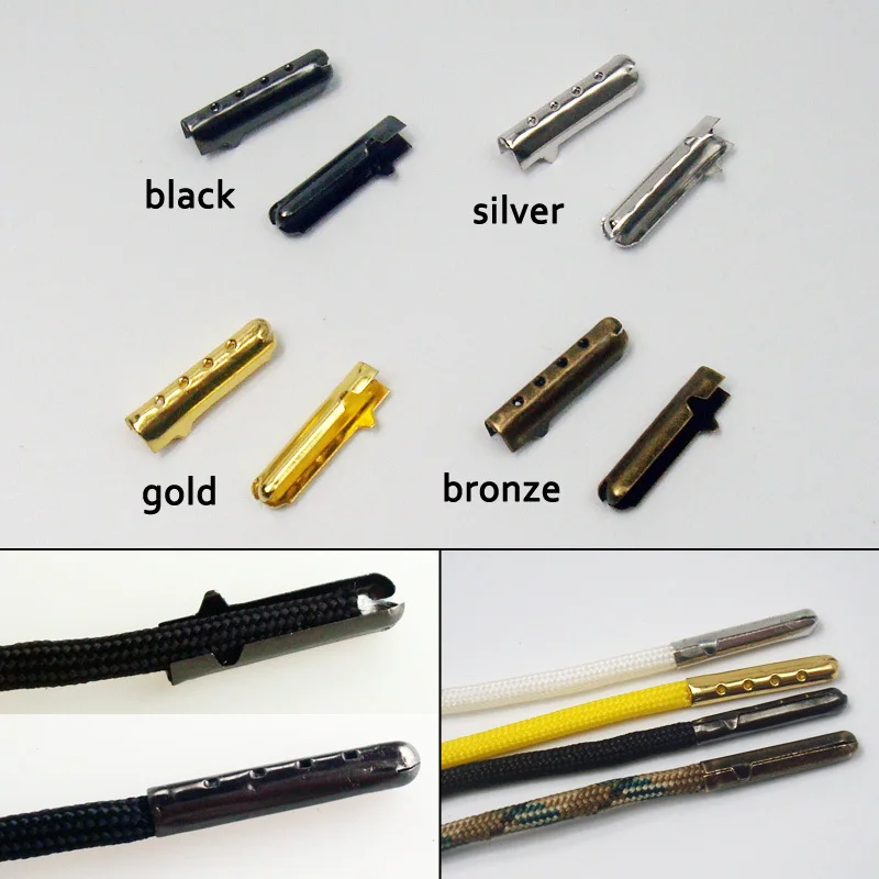 Buy 100pcs Bullet Shaped Copper Shoelace Tips Round