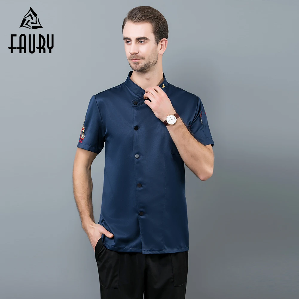 

New Arrival Food Service Chef Jacket Coat Short-sleeved Hotel Restaurant Kitchen Baker Uniform Shirt Summer Breathable Tops