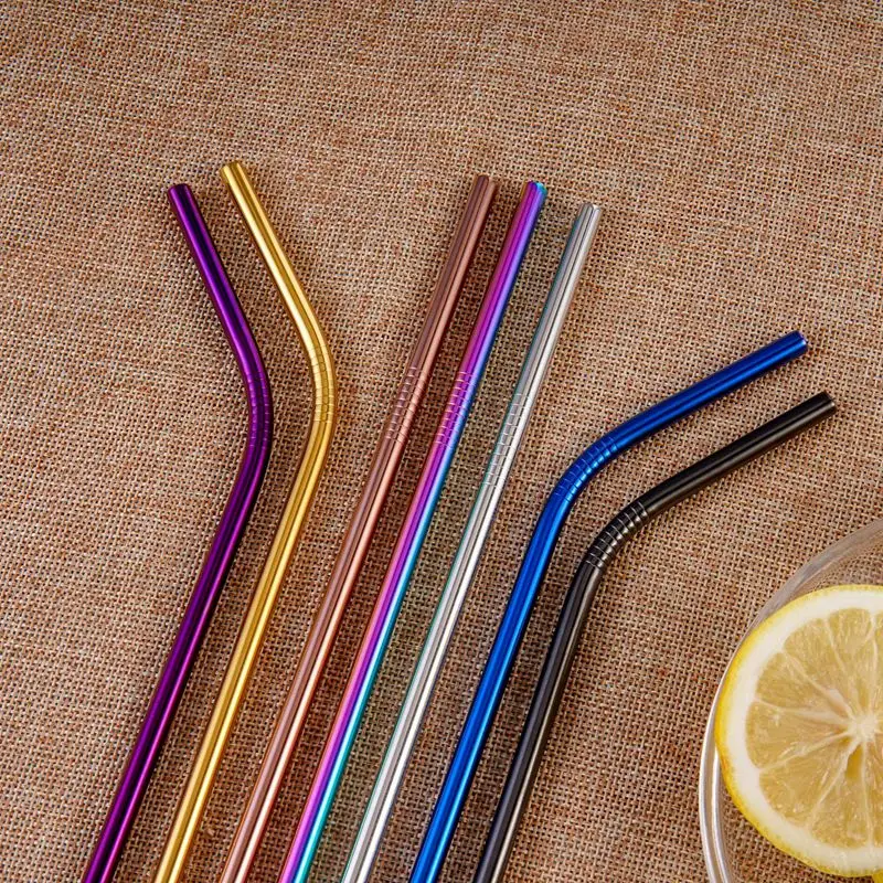 HOT-Multicolor Colorful Stainless Steel Straws 8.5 Inch Rainbow Metal Drinking Reusable Straws For 30/20Oz Tumbler Fda-Approve