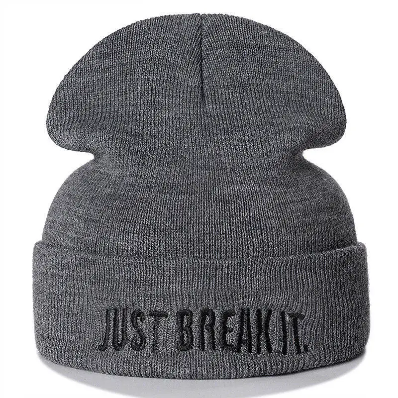 Новая унисекс Шапка-бини, просто сломайте его, Повседневная зимняя шапка для мужчин и женщин, теплая вязаная шапка, модная однотонная уличная шапка в стиле хип-хоп