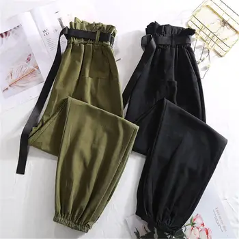 

Spring Summer High Waist Pants Pantalon Femme Casual Streetwear Black Pants Trouser Women Clothes Loose Ladies Cargo Pants Q1250