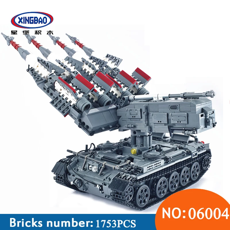 

Xingbao 06004 1753Pcs Military Series The SA-3 missile and T55 Tank Set Educational Building Blocks Bricks Toys For Children