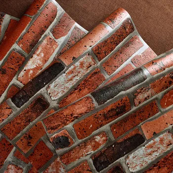 

Rustic Vintage 3D Faux Red Brick Wallpaper Roll PVC Vinyl Old Stone Wall Paper For Restaurant Cafe Home Decoration 10MX53CM
