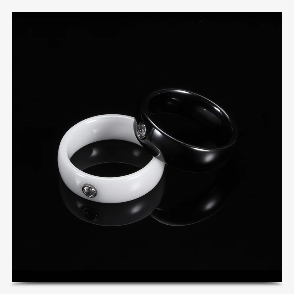 3mm Wide Smooth white/black Ceramic Rings Wedding party jewelry Women Rings Dropshipping