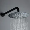 Sold Brass Matte Black Round Shower Set 8/10/12 Inch Head Straight Wall Arm Set With Mixer Taps Alba Black Bathroom Bath Faucet 3