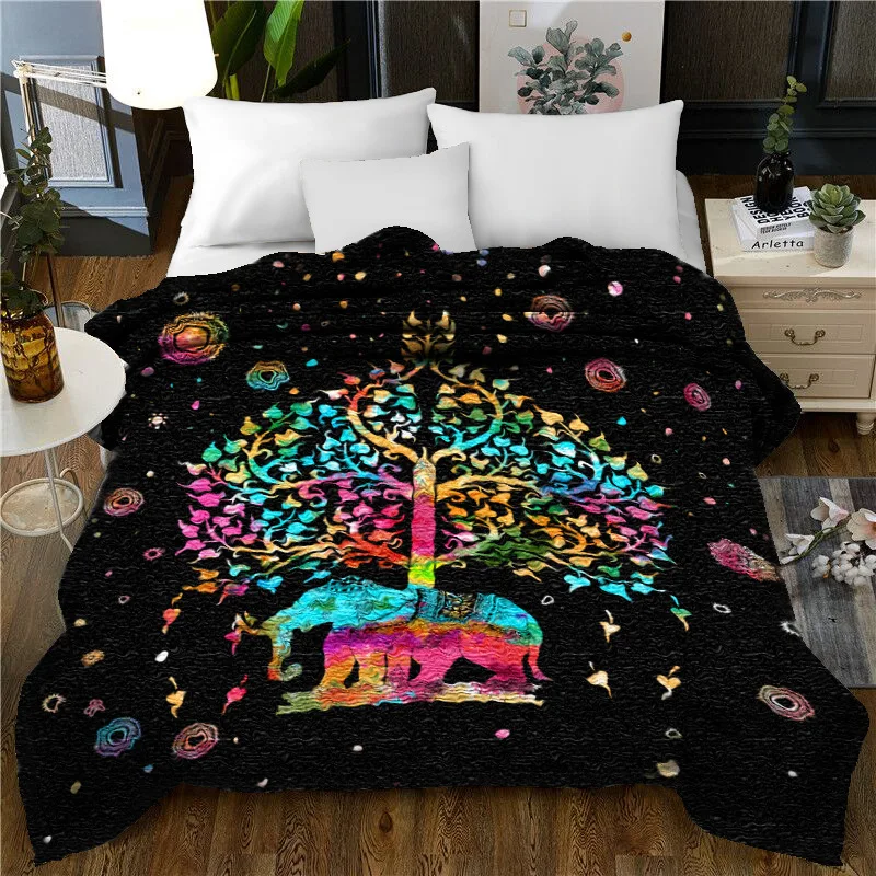 

Bohemian Elephant Fleece Throw Blanket Skull Soft 150x200cm TV Blankets For Bed/Sofa