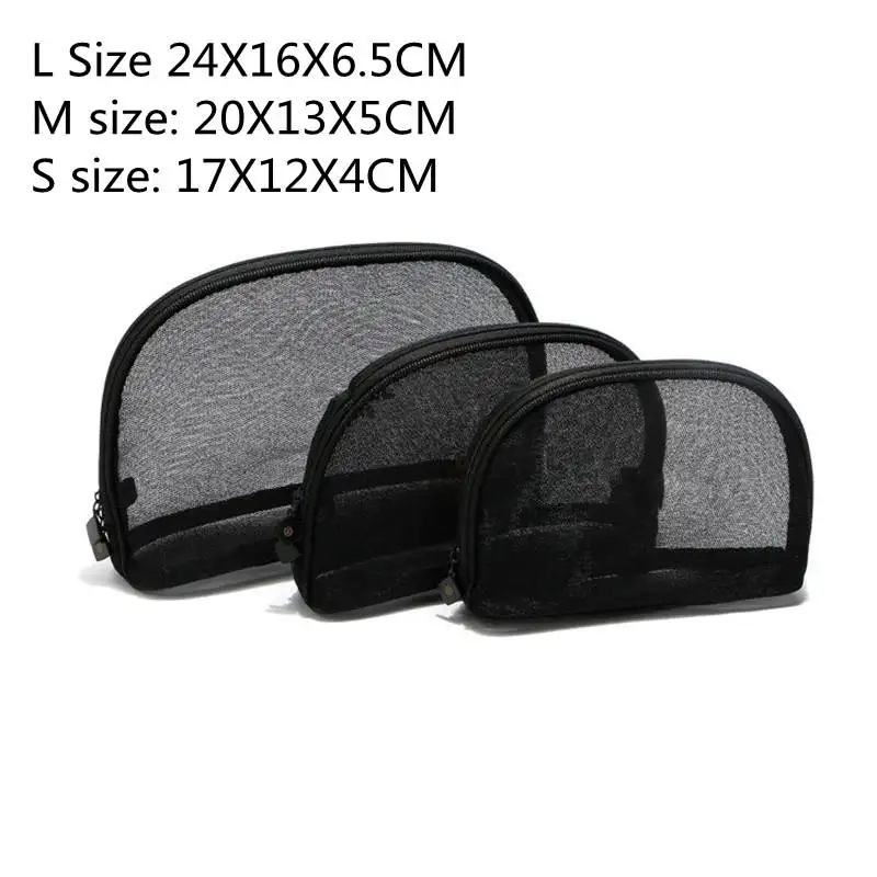 Lasperal 3pc Set Black Mesh Transpa Lace Cosmetic Storage Bag Woman Travel Wash Makeup Organizers Beauty Pouch In Bags From Home