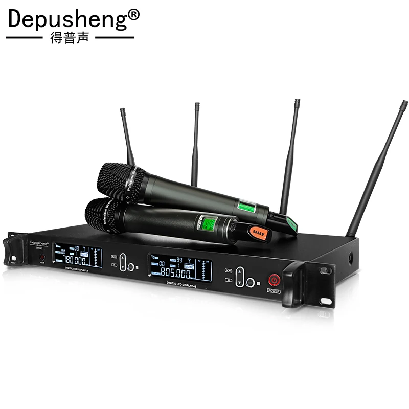 Беспроводной микрофон Ture divity UHF DR80 два канала четыре антенны профессиональный