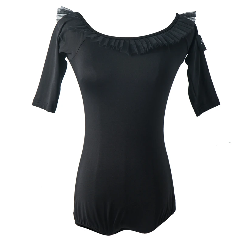 Latin Top Black Ice Silk Samba Salsa Rumba Tango Waltz Dance Top