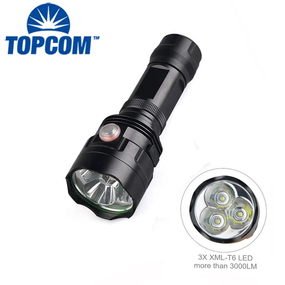 

TopCom 30W XML-T6 Super LED Flashlight Rechargeable USB Flashlight LED Outdoor Tactical Flashlight Water-proof Torch