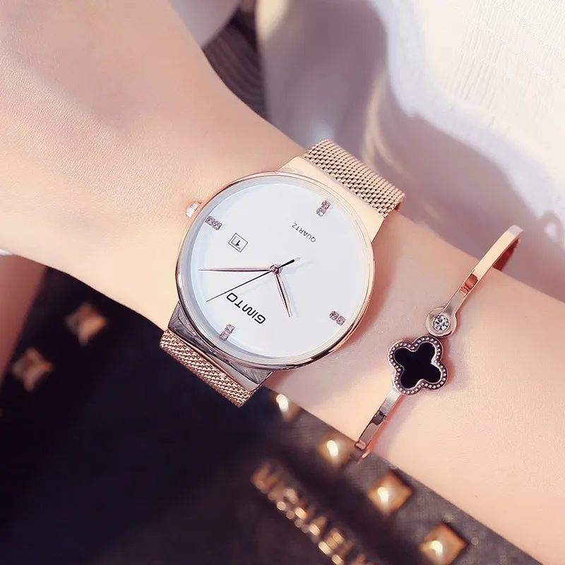 GIMTO 2018 Fashion Bracelet Women Watches Brand Luxury Steel Gold Dress Crystal Ladies Watch Casual Sport Clock Relogio Feminino