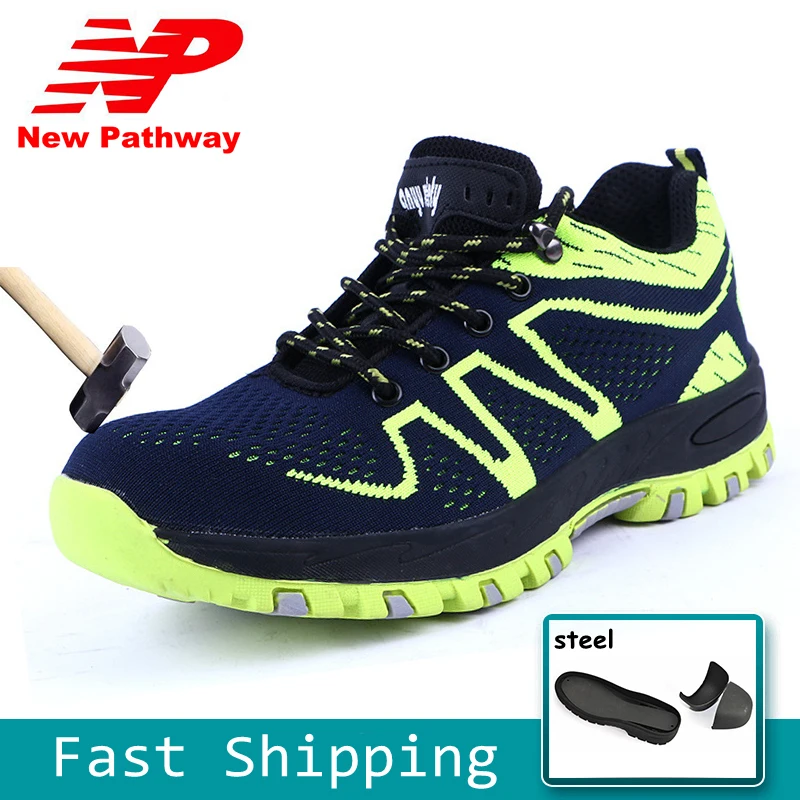 

Fashion Design Men's Safety Shoes Steel Toe Gingham Mesh Material Upper and Puncture-proof Soles Plus Size 37-45 MS61