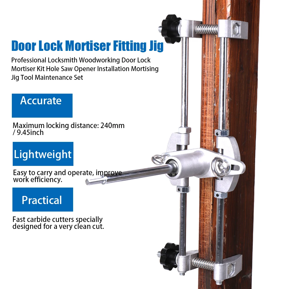 Door Lock Mortiser Kit Professional Locksmith Woodworking Hole Saw Opener Installation Mortising Jig Tool Maintenance Set