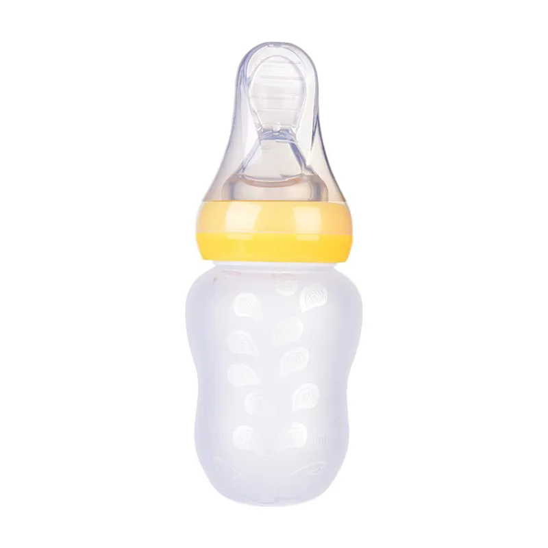 Suvi силиконовая Мягкая ложка бутылочка для кормления с чехлом для маленьких детей на восток мушный рис принять медицину есть суп Bpa бесплатно - Цвет: Yellow