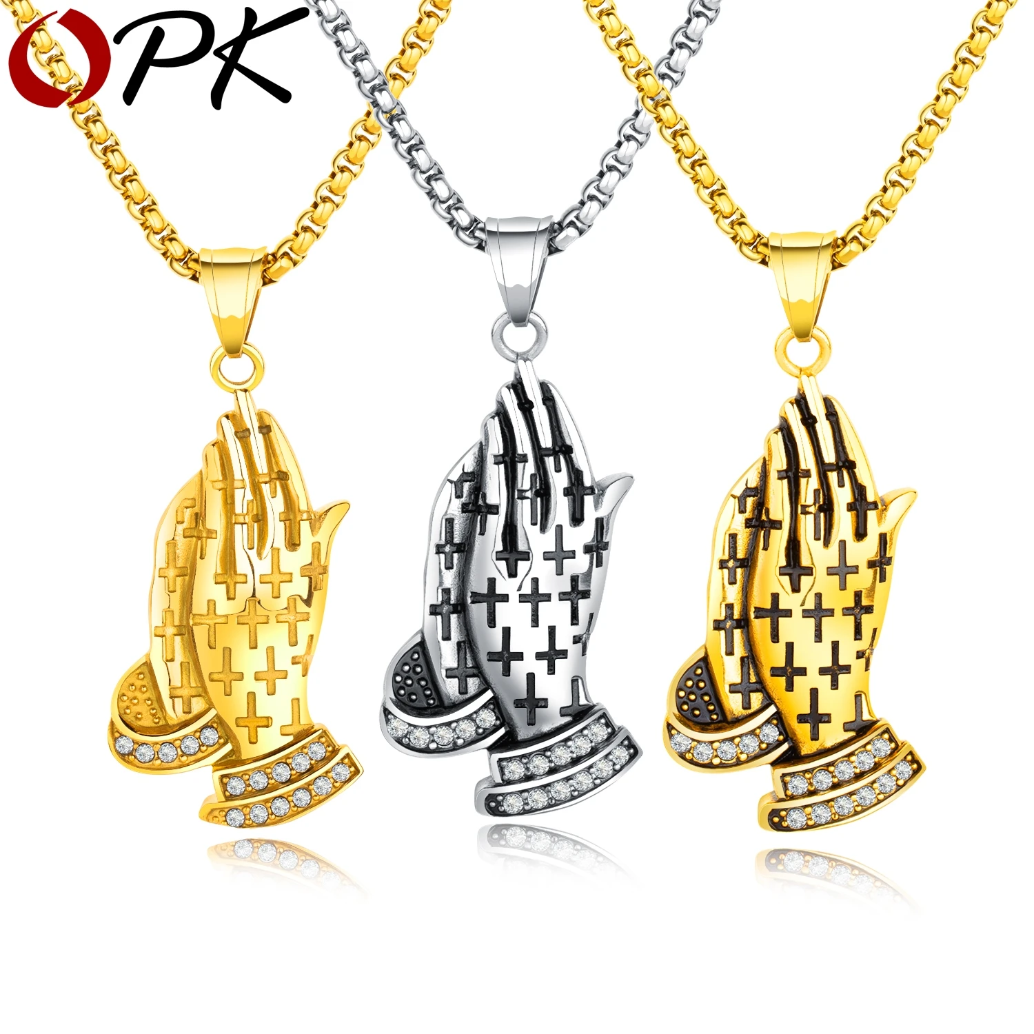 Buy OPK Classic Christian Praying Hands Pendant Clear