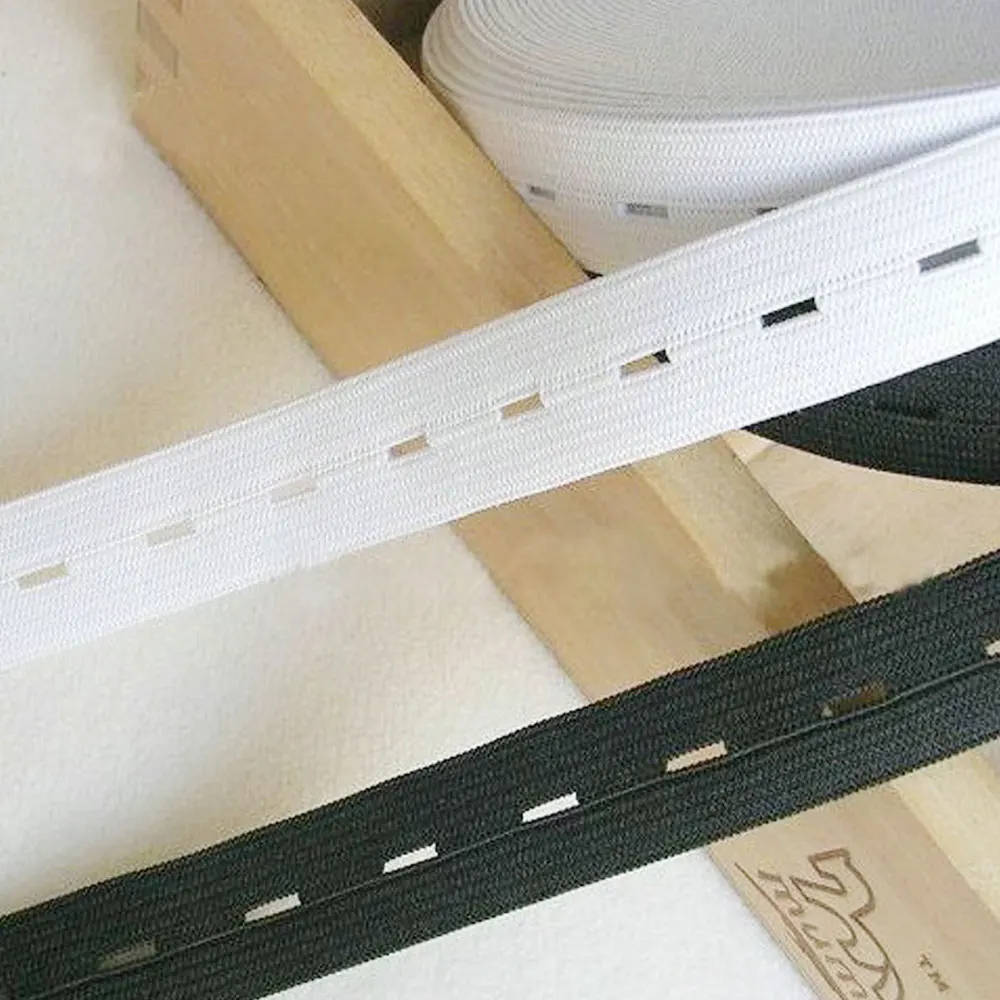 

2cm black white polyester crochet adjustable button hole elastic bands sewing garment accessories ribbon 30 meters