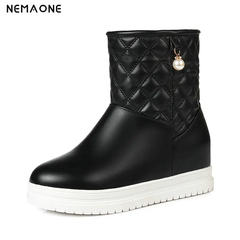 

NemaoNe Snow Boots Winter Ankle Boots flat Women Shoes Fur Warm Boots Female Plus Size 42 43 Casual Shoes