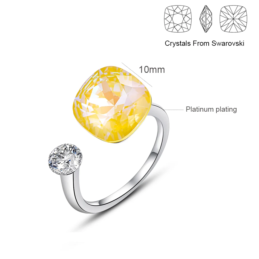 Новые цветные открытые кольца с кристаллами SWAROVSKI для женщин, модное элегантное кольцо для свадебной вечеринки, ювелирные аксессуары, подарок для мамы и девочки