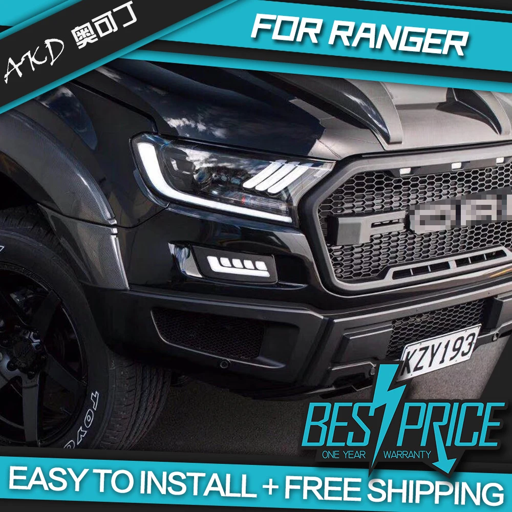 

AKD Cars Styling Headlight For Ford Ranger Everest Mustang type Headlights LED Running lights Bi-Xenon Beam Fog lights angel eye