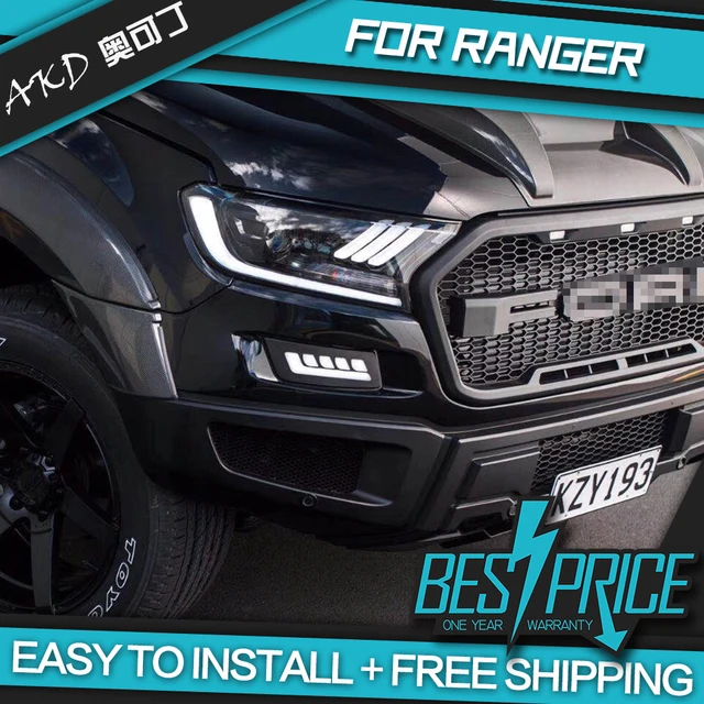 Akd Cars Styling Headlight For Ford Ranger Everest Mustang Type Akd Cars Styling Headlight For Ford Ranger Everest Mustang Type Headlights Led Running Lights Bi