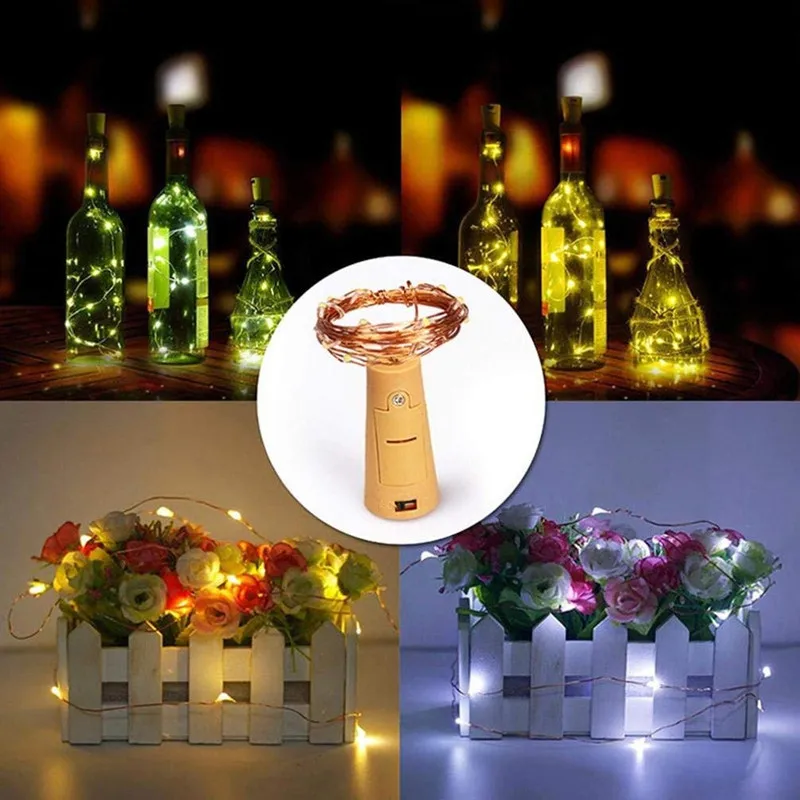 

New 20-LEDS 8 colors Spark I Wine Bottle Light, Cork Shape Battery Copper Wire String Lights for Bottle DIY, Christmas