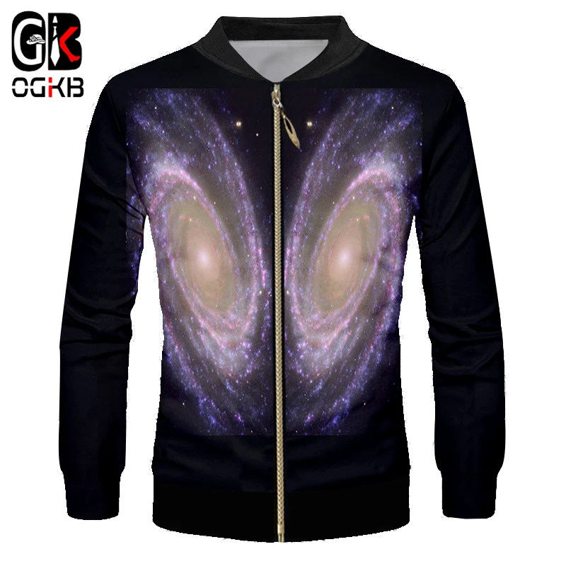 

OGKB мужские куртки 3d Туманность Звезда печатных куртки пальто человек полный молния хип-хоп верхняя одежда осень зима мода Мужская Уличная одежда