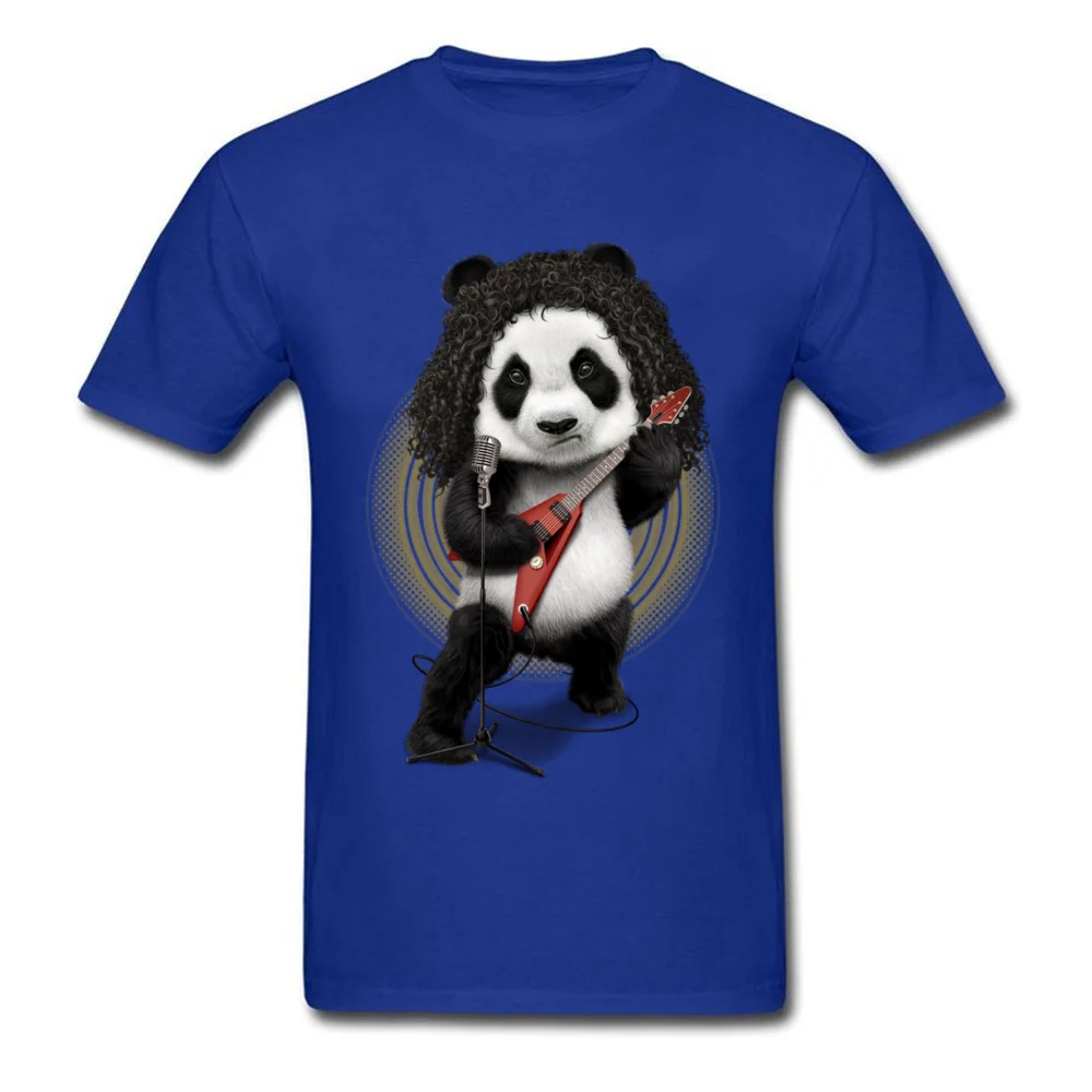 PANDA ROCKER 2017 Student Graphic Cool Tops Shirts Crewneck VALENTINE DAY Pure Cotton T-Shirt Unique Short Sleeve Clothing Shirt PANDA ROCKER 2017 blue